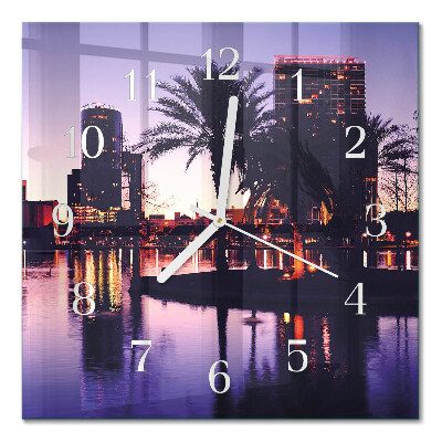 Glass wall clock square Palm trees in florida