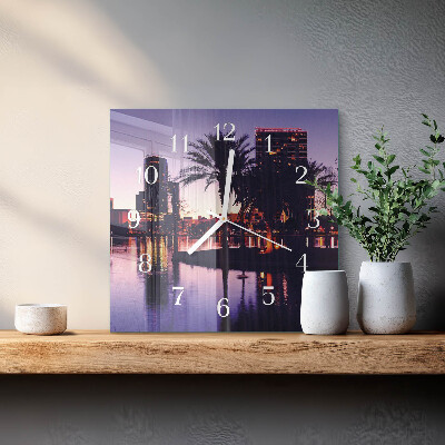 Glass wall clock square Palm trees in florida