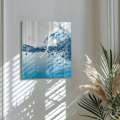 Glass clock square Water