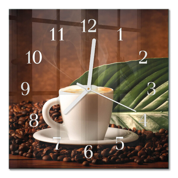 Square wall clock A cup of coffee