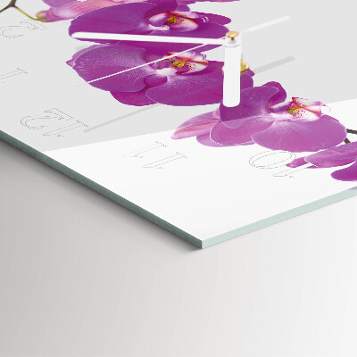Glass wall clock square Orchid