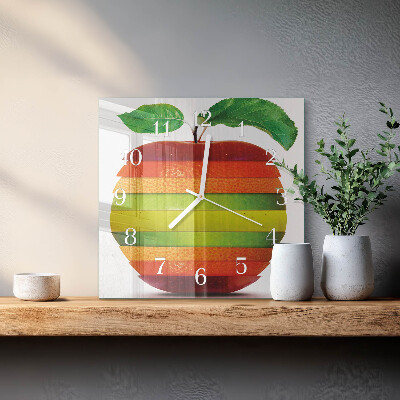 Glass wall clock square Apple