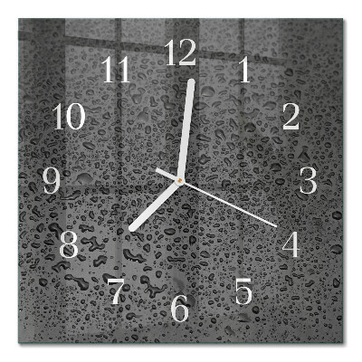 Glass clock square Drops of water