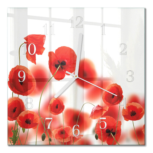 Square kitchen clock Poppies