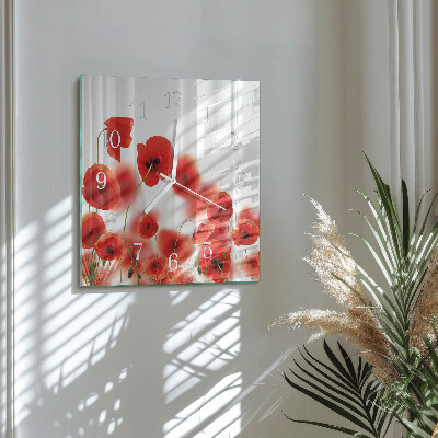 Square kitchen clock Poppies