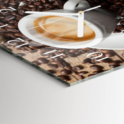 Glass wall clock square A cup of coffee