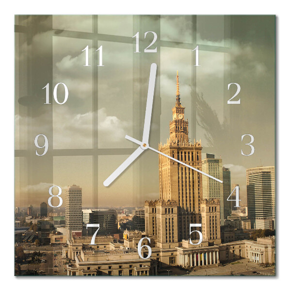 Glass wall clock square Warsaw