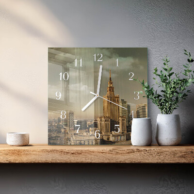 Glass wall clock square Warsaw