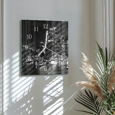 Glass wall clock square Horizon