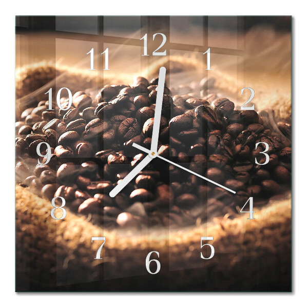 Glass clock square Coffee beans