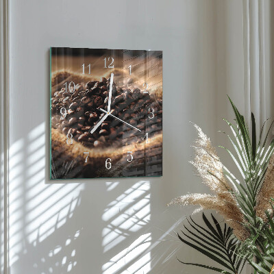 Glass clock square Coffee beans