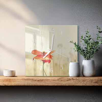 Glass clock square Poppy