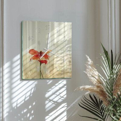 Glass clock square Poppy
