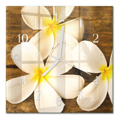 Glass clock square Flowers