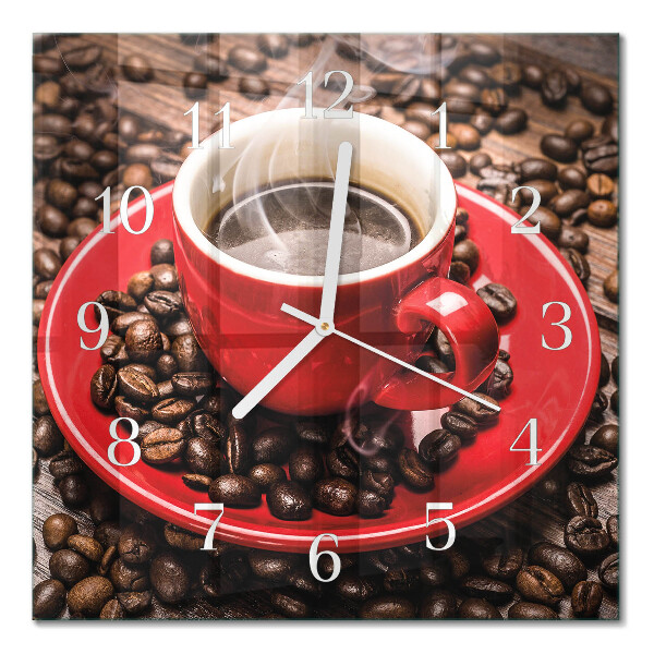 Square wall clock A cup of coffee