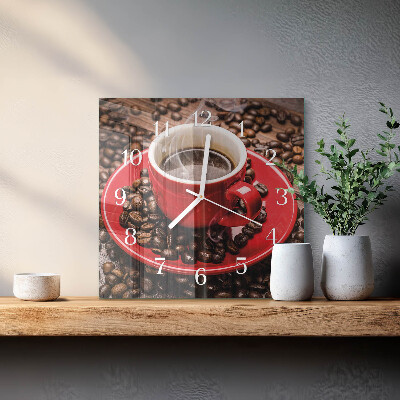 Square wall clock A cup of coffee