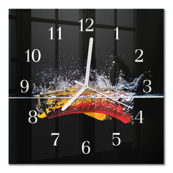 Glass clock square Chili peppers