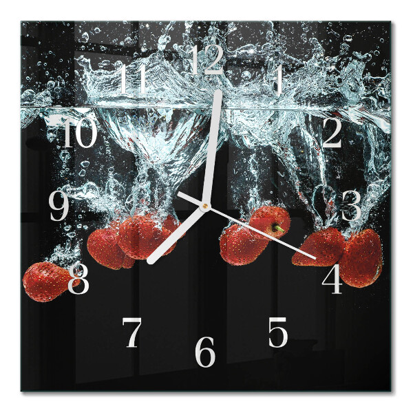 Glass wall clock square Strawberries