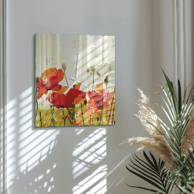 Square wall clock Poppies