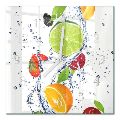 Glass wall clock square Lemon fruit