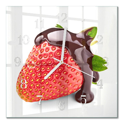 Square kitchen clock Strawberry chocolate