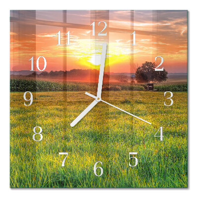 Square wall clock Meadow landscape