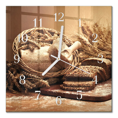 Square kitchen clock Bread
