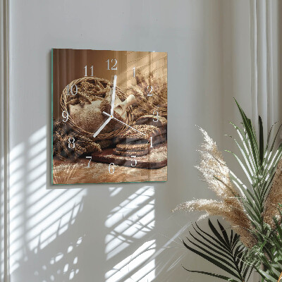 Square kitchen clock Bread