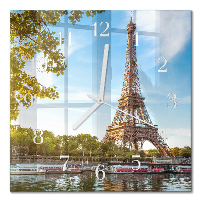 Glass clock square Eiffel tower paris
