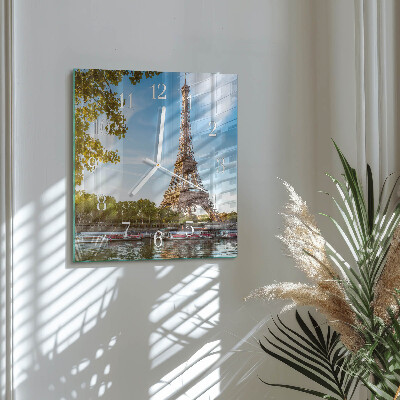 Glass clock square Eiffel tower paris
