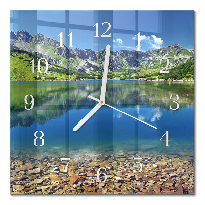 Glass clock square Mountain lake