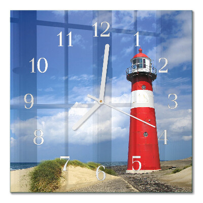 Glass clock square Lighthouse