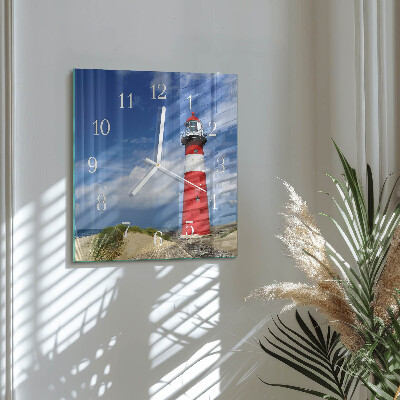 Glass clock square Lighthouse