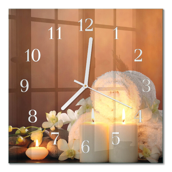 Square wall clock Spa candles
