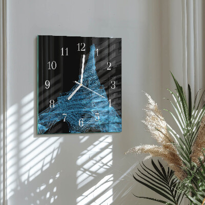 Glass wall clock square Eiffel tower paris