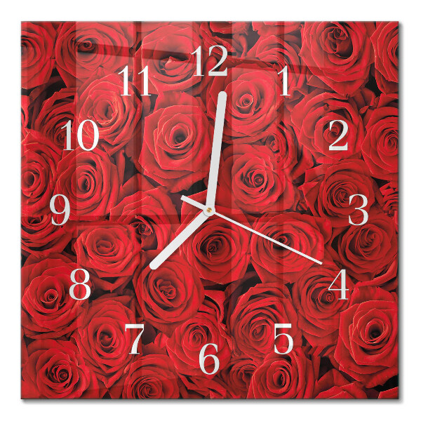 Square kitchen clock Roses