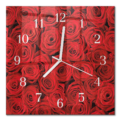 Square kitchen clock Roses