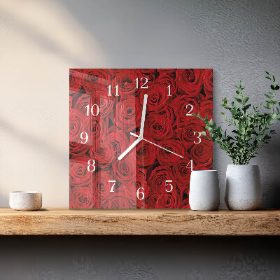 Square kitchen clock Roses