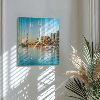 Square wall clock Eiffel tower paris
