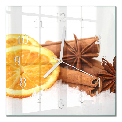 Glass wall clock square Lemon vanilla