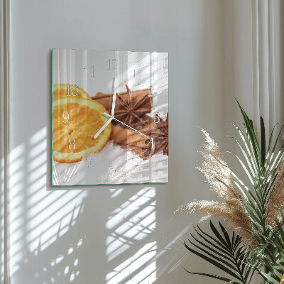 Glass wall clock square Lemon vanilla