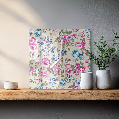 Glass clock square Roses