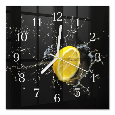 Glass clock square Citrus