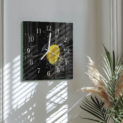 Glass clock square Citrus