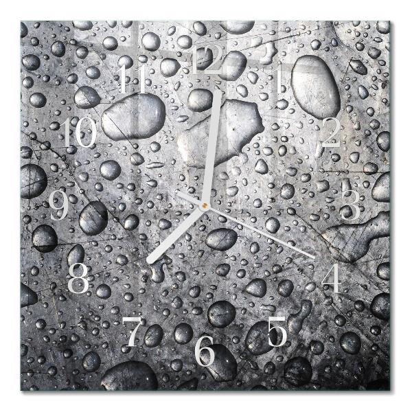 Glass wall clock square Drops