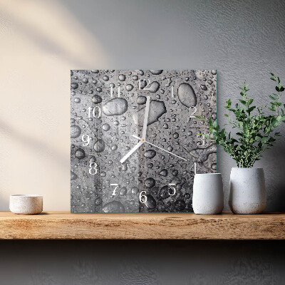 Glass wall clock square Drops