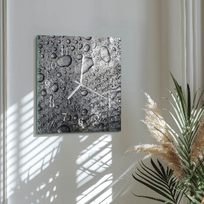 Glass wall clock square Drops