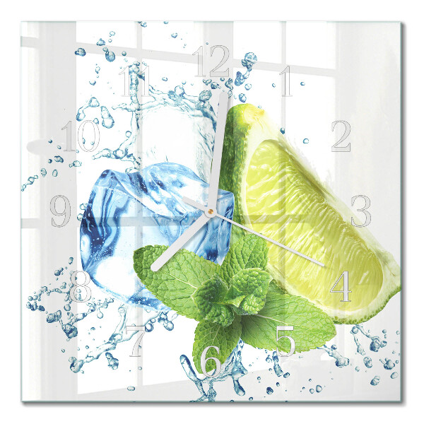 Square wall clock Lime and mint