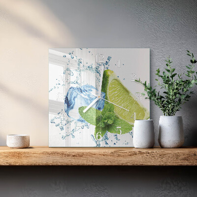 Square wall clock Lime and mint