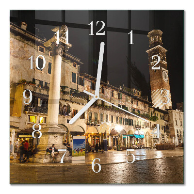 Glass clock square Night city